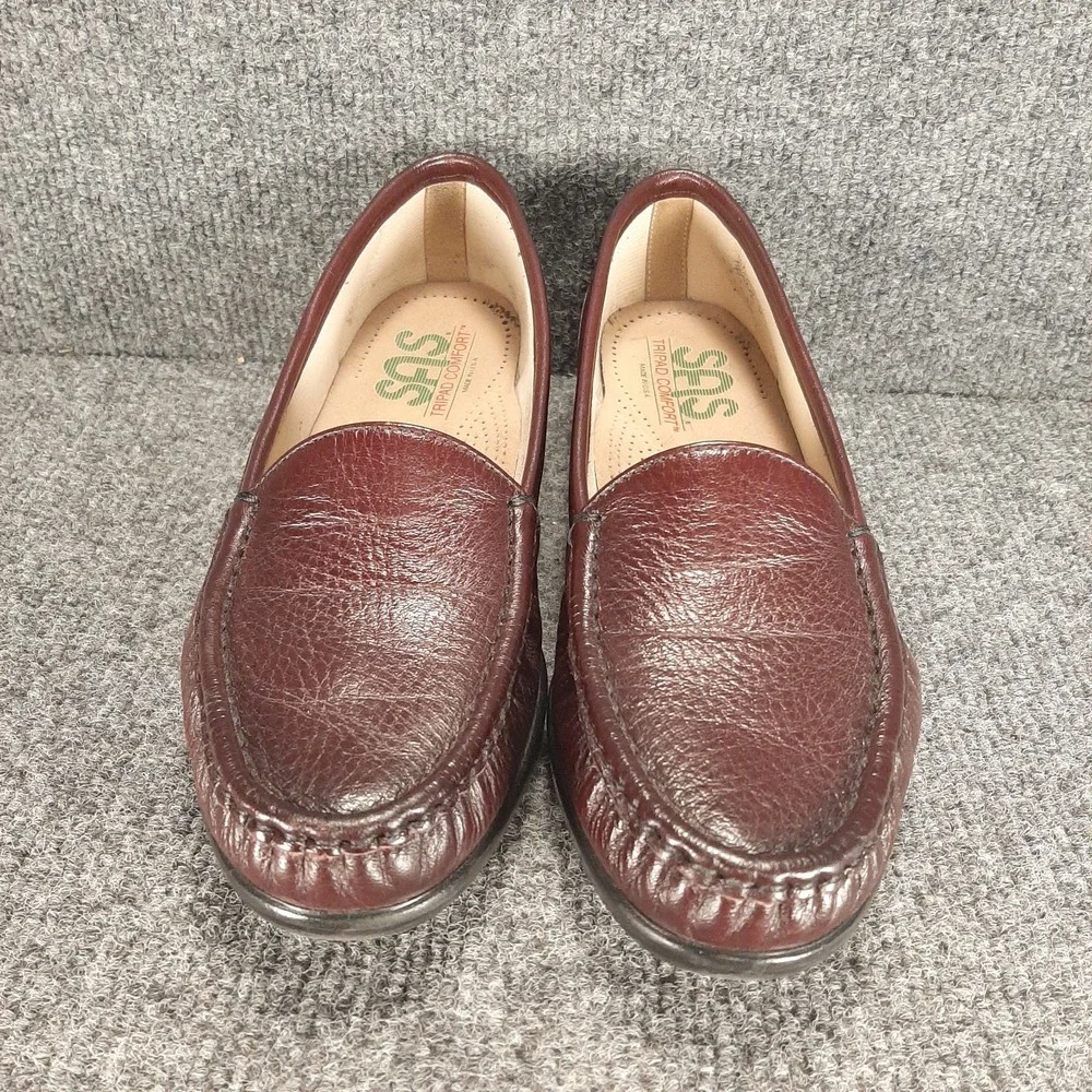 SAS Tripad Comfort Slip On Loafers Women's Size 8.5N Burgundy Pebble Grain